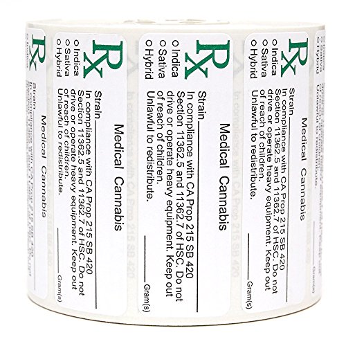 California Medical Cannabis Strain Labels 500 pcs Roll CA Prop 215 SB 420 Compliant Sticker Decal Marijuana, Pot, Ganja, 420, Sticky icky Identifer