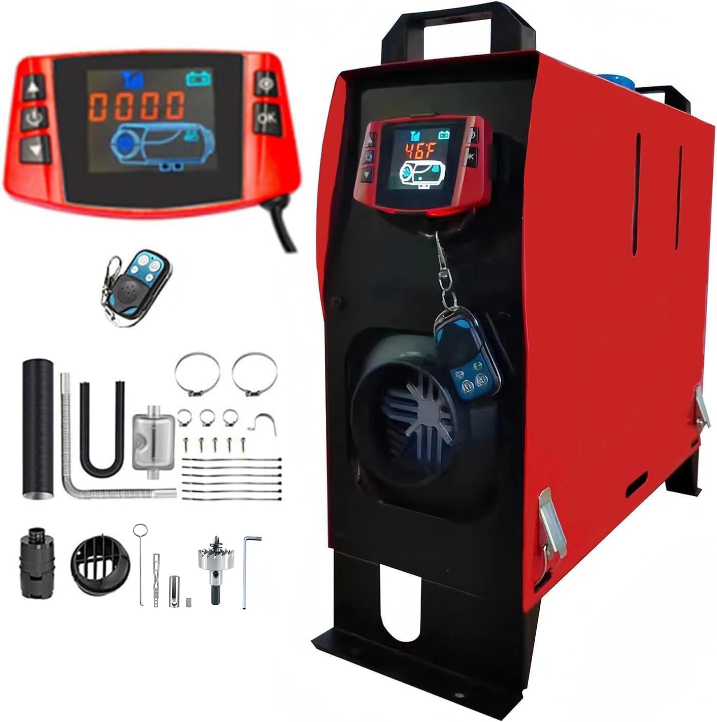 Photo 1 of JEABONG Diesel Parking Heater,12V/8KW Diesel Air Heater,5L Fuel Tank and Muffler,smart LCD Display & Remote Control for RV,Truck,Trailer and Boat (JB-016)