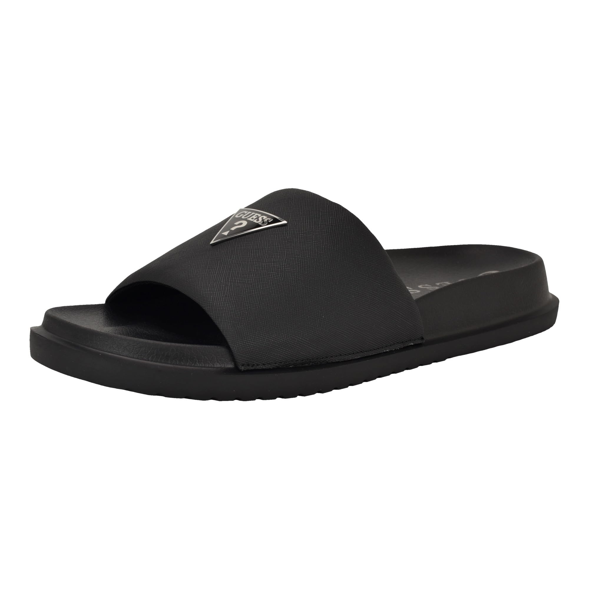 Guess Men’s Vesper Slide, Black Saffiano Texture 002, 7