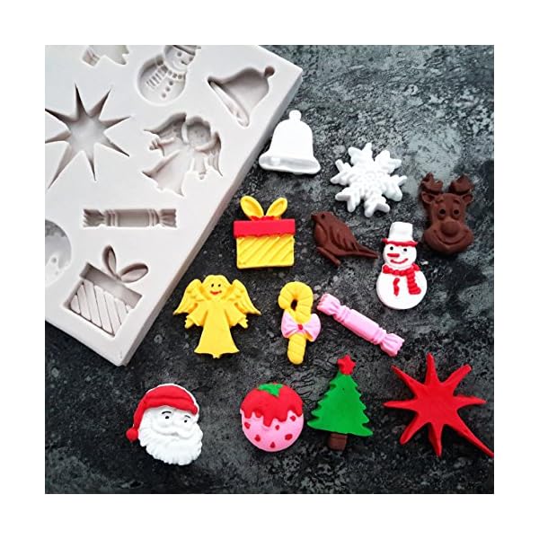 Efivs Arts Christmas tree/Santa Claus/Elk/Snowflake/Bell/Christmas Gift Shaped Fondant Silicone Mold Sugar and Gum… - Image 4