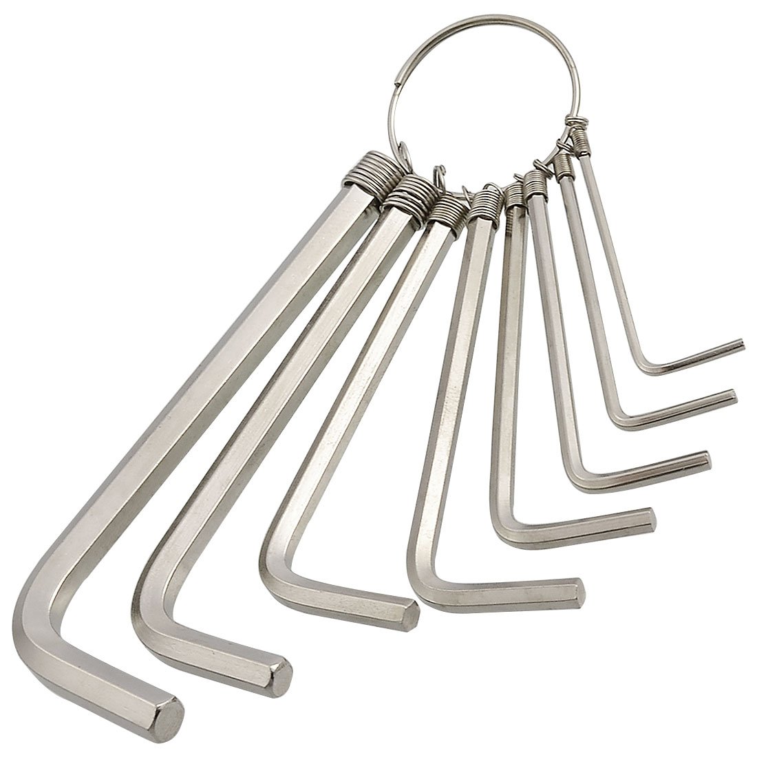 Sourcingmap 1.5mm to 6mm Metric L Design Hex Key Wrench Tool Keyring 8 in 1