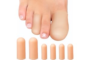 Homergy Original Soft Gel Toe Cap - 6 Small & Big Toe Protectors for Women & Men, Cushioning Toe Sleeves to Provide Relief from Missing/Ingrown Toenails, Corns, Calluses, Blisters, Hammer Toes