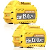 2Packs Upgraded 12000mAh Replacement for dewalt flexvolt 20v/60v Max battery Compatible with Dewalt 20/60 Volt 12.0Ah Battery DCB609 DCB606 DCB612 DCB200 DCB201 DCB203 DCB204 DCB206 Cordless Tools