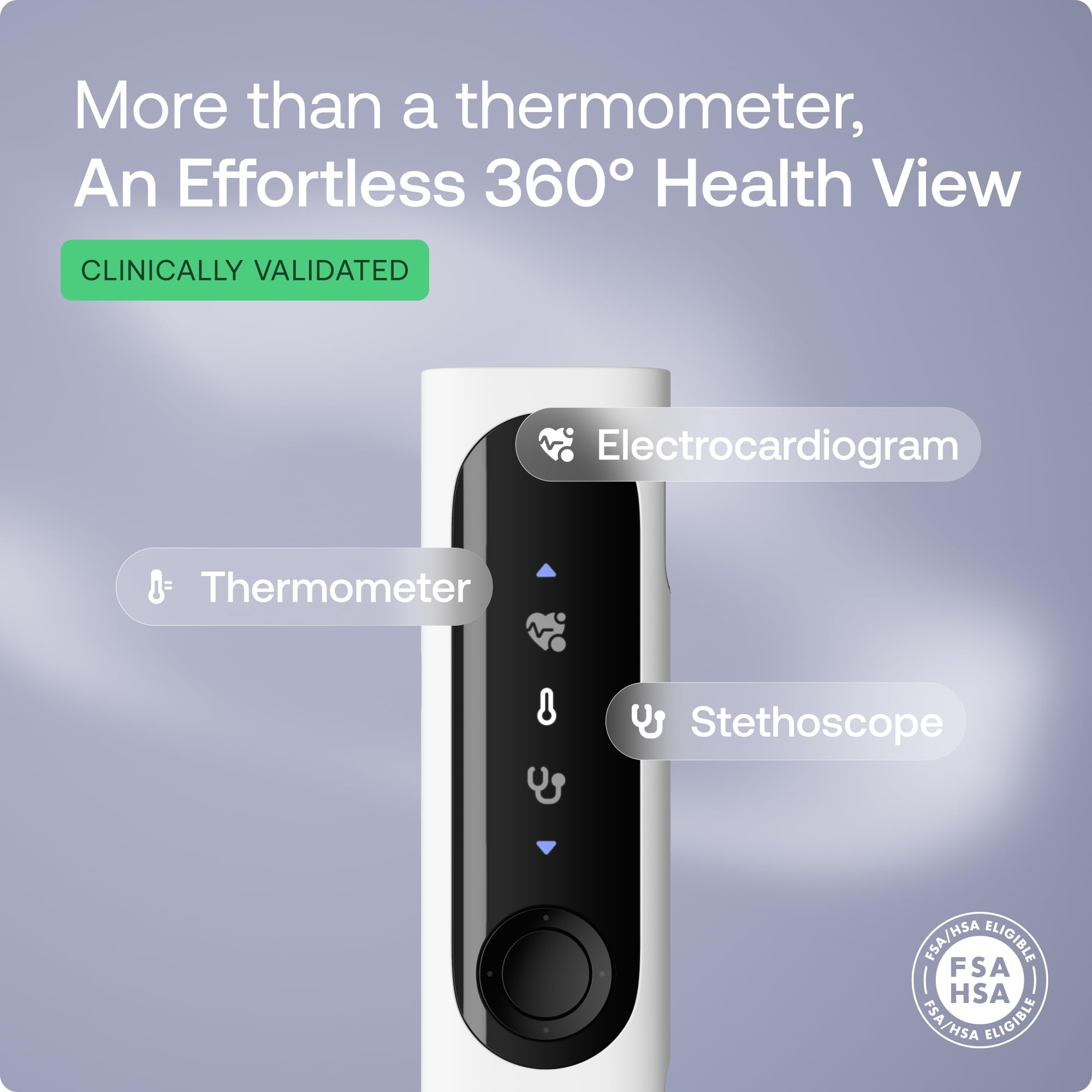 WITHINGS BeamO – Kontaktloses digitales Smart Thermometer, Fiebererkennung, 4-in-1 MultiScan, EKG, Pulsoximeter, Digitales Stethoskop, Für Kinder & Erwachsene, Multi-User, Familiengesundheit 2