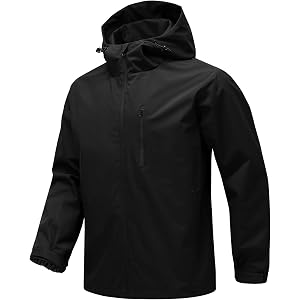 YOUTHUP Men's Rain Jacket Windbreaker Packable Lightweight Waterproof | Hooded Waterproof Shell with Zipper Pockets for Hikin