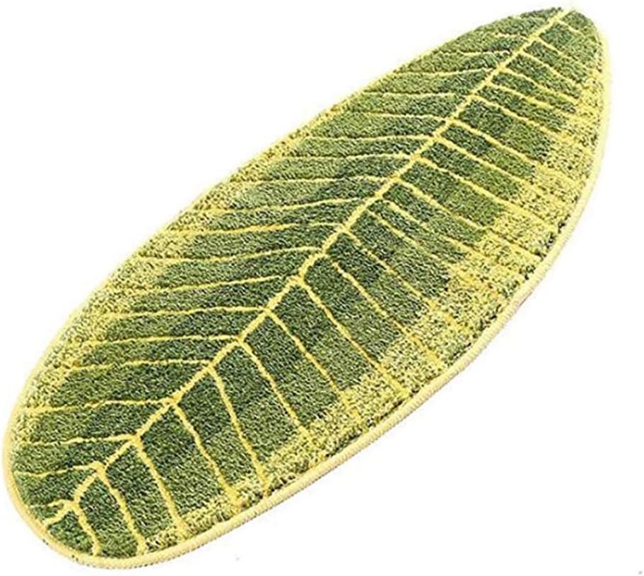 Green Leaf Rug Doormat Bedside Cute Bath Mat Plant Carpet
