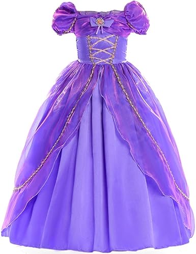 Amazon Co Jp Forpend 子供ドレス ラプンツェル風ドレス パープル コスチューム なりきりキ お姫様 プリンセス 女の子 ワンピース110 1 130 140 クリスマス 誕生日 Dr11 服 ファッション小物