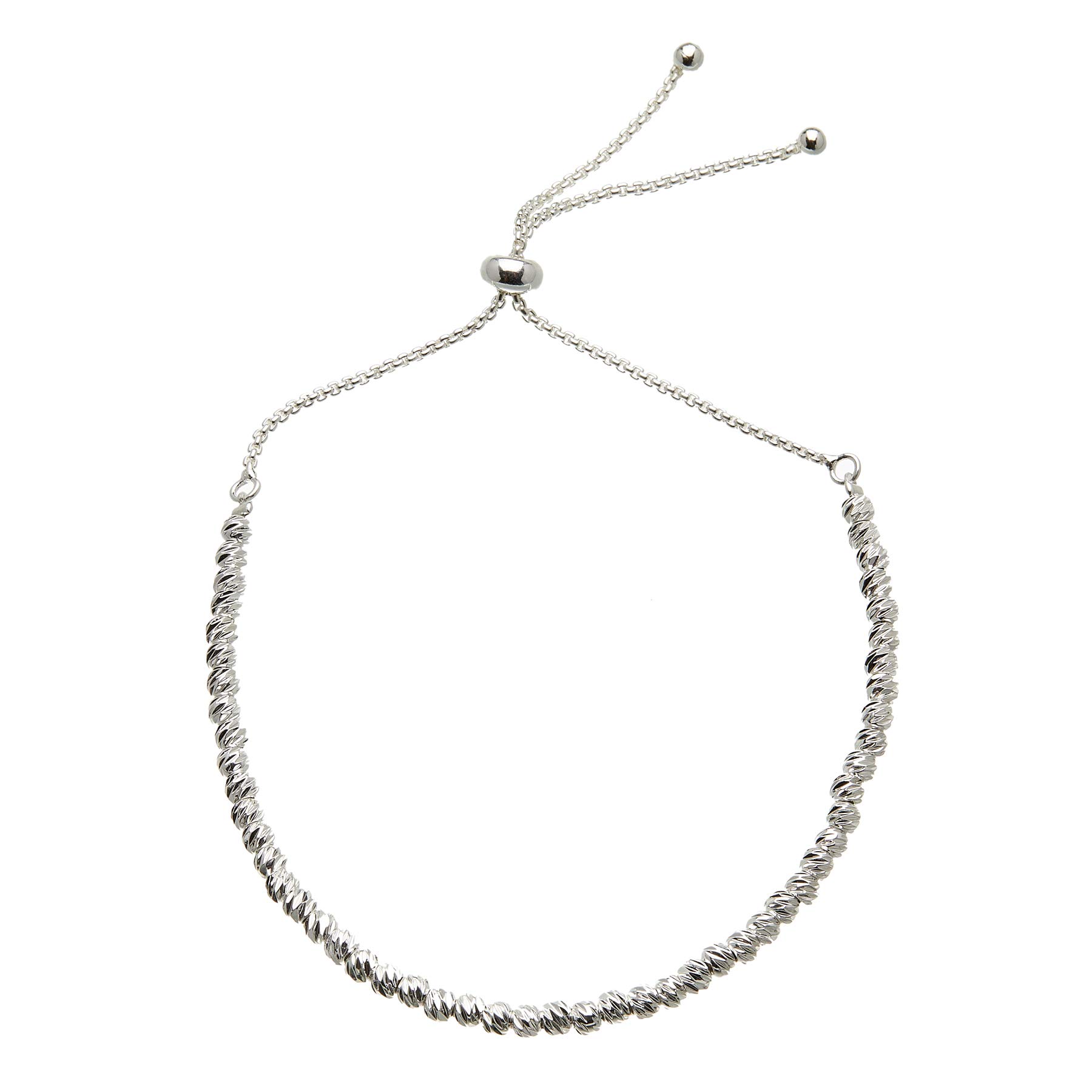 Bello London Silver plated Bracelet with adjustable sliding clasp and beads - Rosey S