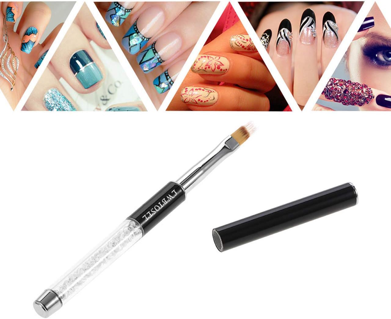 LWBTOSEE 2pcs Ombre Nail Brush and 3pcs Nail Liner Brush UV Gel Polish Gradient Nail Art Painting Pen Brush Rhinestone Crystal Acrylic Nail Drawing Pen Brush Tool (Silver) - Image 5