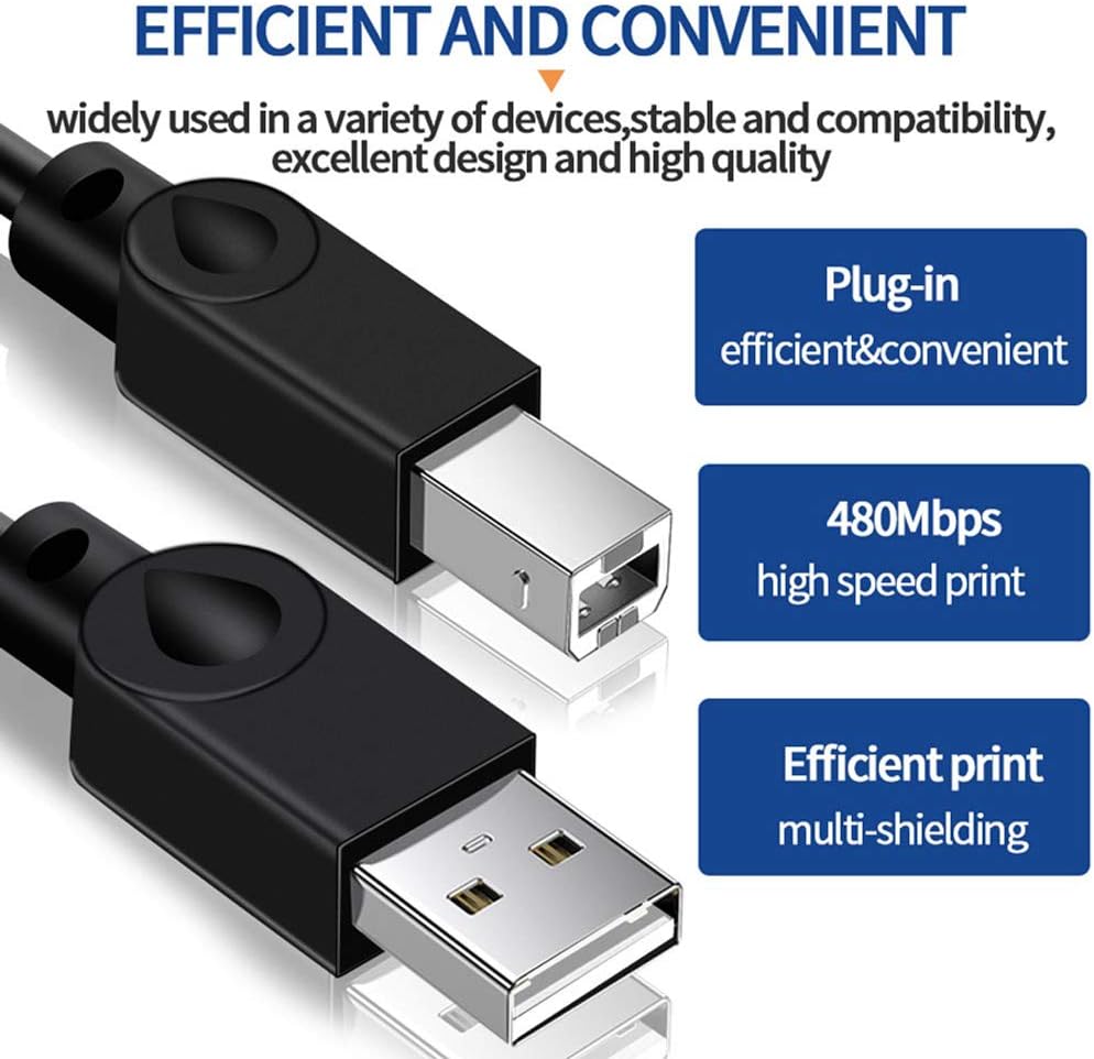10m USB Printer Cable, USB 2.0 A-Male to B-Male Cable USB Type B Lead Scanner Cord for Printers like Canon Epson - Image 3