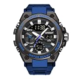 KXAITO Men's Watches Sports Outdoor Waterproof Military Watch Date Multi Function Tactics LED Alarm Stopwatch (3311 Blue)
