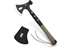 KHU 420HC Steel Camping Hatchet Hunting Axe - Survival Axe with Nylon Sheath, Bushcraft Axe for Wood Splitting & Outdoor Use,