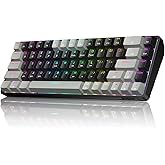 DIERYA DK68 60% Wireless Mechanical Gaming Keyboard, 3 Modes Bluetooth/2.4GHz/USB-C with Red Linear Switch, RGB Backlit, Anti-Ghosting, 68-Key Compact mini keyboard for Windows/macOS/Linux- Grey/Black