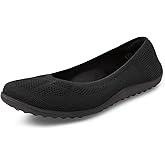 Arromic Wide Toe Box Ballet Flats Shoes for Women Slip on Knit Dressy Shoes Washable Soft Ballerina Lightweight Walking Flat Black