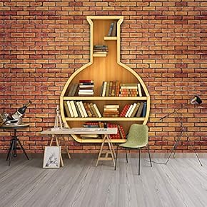 Wall Murals for Bedroom Modern Bookshelf Pattern Removable Wallpaper Peel and Stick Wall Stickers - 66x96 inches