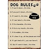 Retro Dog Rules Sign Dog Themed Wall Decor Funny Quote Metal Tin Sign Dogs Decor Gifts Doghouse Kitchen Fence Stickers Poster Bar Decor 8x12 Inch