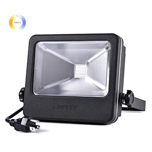 LOFTEK Nova S 30W LED Outdoor Flood Light, 2700 Lumens Plug in Daylight White 5000K Super Bright Security Lights, IP66 Waterproof Outdoor Landscape Wall Light with UL Listed Plug, Black
