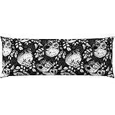 Black White Flower Sugar Skull Body Pillow Cover Pillowcase for Adults Women Men Long Body Pillow Case Cover with Zipper One Size