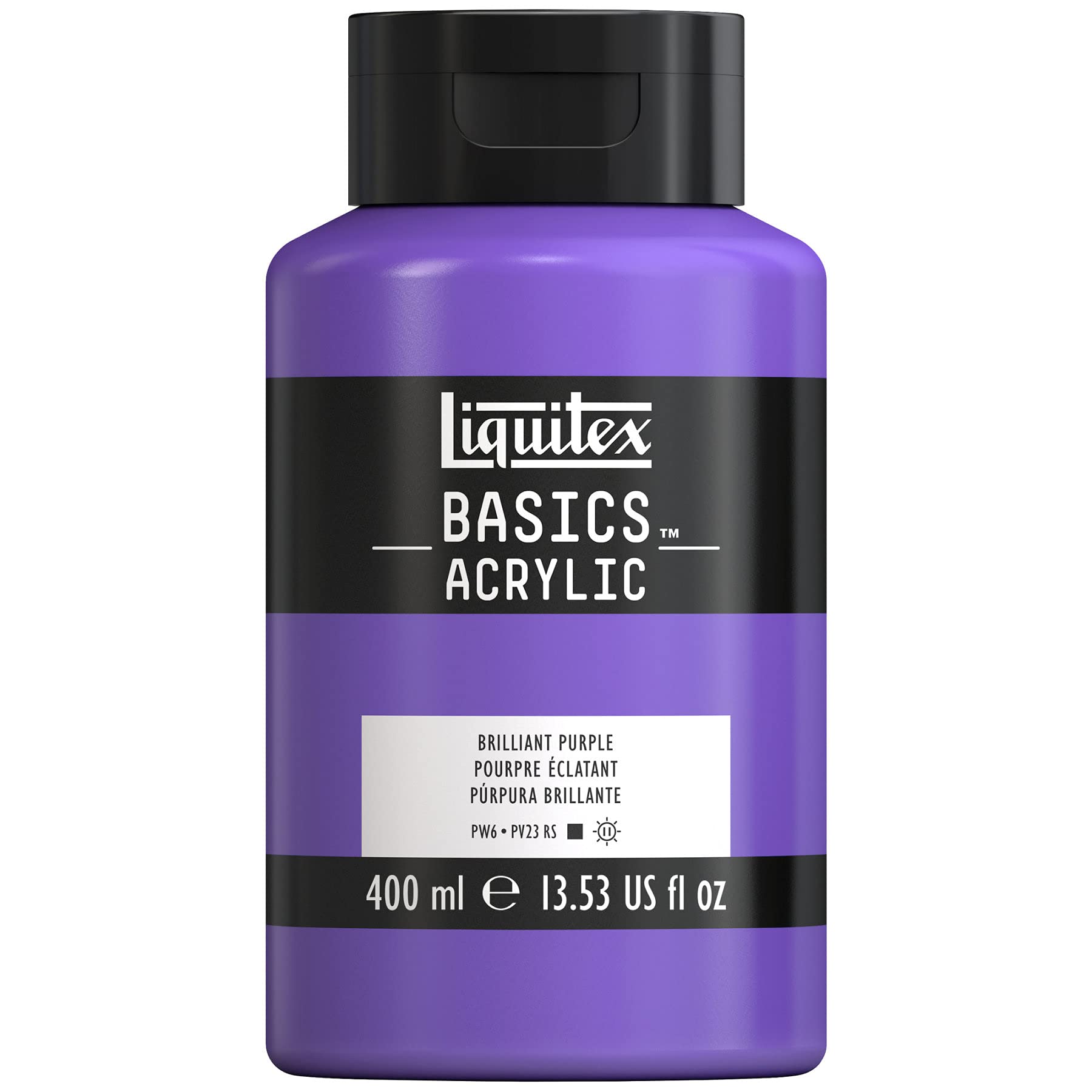 Liquitex 220712 Basics Acrylic Paint, Mono-pigmented Artist Pigments, Lightfast, Medium Viscosity, Archive Quality, Silky Gloss Finish, 400 ml Pot, Brilliant Purple