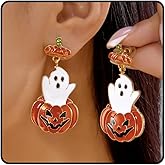 Halloween Pumpkin Ghost Earrings for Women Cute Ghost Pumpkin Drop Earrings Halloween Costume Jewelry Accessories for Her