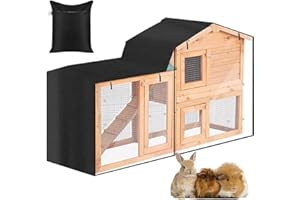 Triangle Rabbit Hutch Cover Skyour Indoor Outdoor 420D Oxford Waterproof Rabbit Guinea Pig Animal Hutch Dust Cover Pet House Bunny Poultry Cage Covers (70.9x20.5x33.9in)