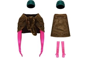 JAUGOLA Christmas Vacation Clark Griswold Attic Costume Headwear Faux Fur Wrap Pink Gloves Full Outfit for Halloween Party One Size