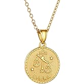 GOLDCHIC JEWELRY Gold Zodiac Necklace for Women Men, Constellation Coin Horoscope Astrology Pendant Necklaces Lucky Jewelry