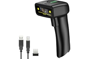 USB Wireless 1D Barcode Scanner,Symcode Handheld Laser Barcode Reader Scanner(2.4GHz Wireless & USB2.0 Wired) with Receiver Storage of up to 10000 Code