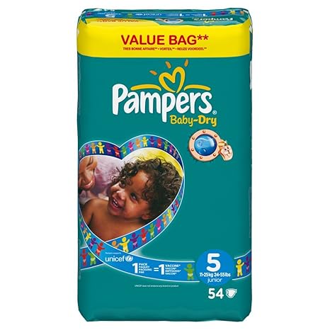 Pampers Baby Dry Windeln Gr.5 Junior 11-25kg Value Bag, 54 Stück