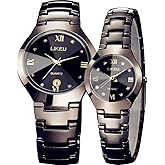 YUANXIN Luxurious His and Her Couple Watches Water Resistant Business Men Women Set Pair Watch Matching Romantic Quartz Stainless Steel Waterproof Date Shock Resistant (Couple Watches)