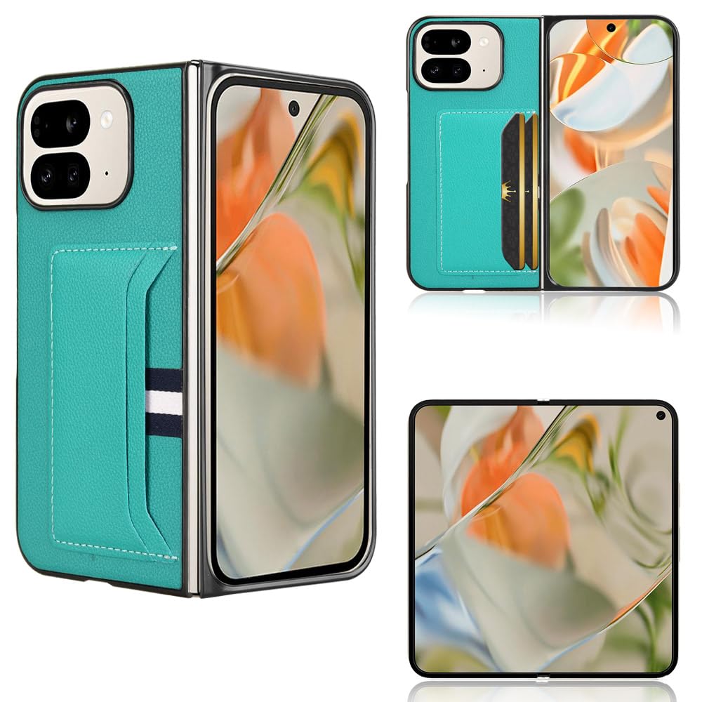 EasyShow Case for Google Pixel 9 Pro Fold Case, Leather Google Pixel 9 Pro Fold PU Leather, Leather Wallet Card Case Compatible with Google Pixel 9 Pro Fold, Green