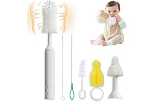 FHZRLP Electric Baby Bottle Brush, Rechargeable Electric Bottle Cleaning Brush, Silicone Brush Head, Waterproof Multi-Purpose Cleaning Brush, Easy to Carry, Replaceable Brush Heads
