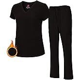 M&M SCRUBS Women's Stretch Scrub Set - Cool V-Neck Top & Cargo Pant, Breathable Moisture Wicking Medical Uniform