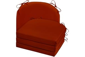 cozyide Outdoor Chair Cushions, Waterproof Patio Seat Cushions with Adjustable Straps, Round Corner Patio Chair Cushions for Garden, Brick Red, 17x16x2 Inch (Pack of 4)