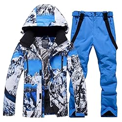 YEEFINE Men's Ski Suit Waterproof Snow Suits Two