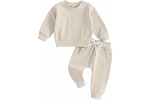 MAYUMMPY Baby Boys Girl Solid Color Outfit Sweatsuit Crewneck Sweatshirt Sweatpants Pants Set Fall Winter Clothes