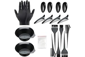 Hair Dye Coloring Kit, 20 Pcs DIY Beauty Salon Tool Kit, Mixing Bowl, Dye Comb, Hair Dye Tray, Dye Brush, Ear Cover, Gloves f