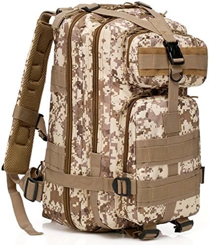 Tactical Backpack Medium Daypack Bag For Army Assault Bug Out Rucksack Outdoor Hiking Sport Camping Hiking Shooting Bag (Desert Camo)