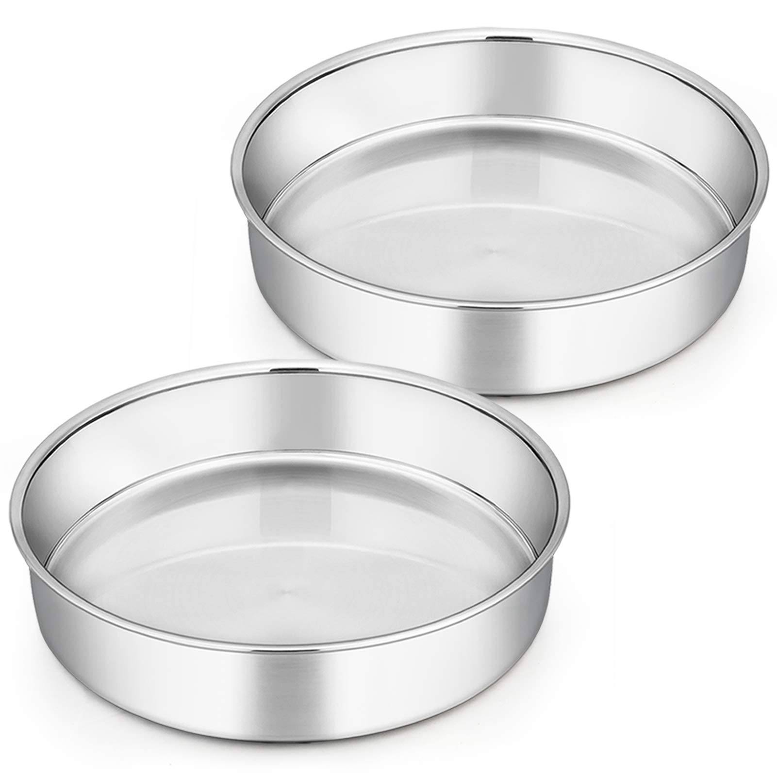 Homikit 9½inch Cake Tins Set of 2, Round Cake Tin Mould for Baking, Stainless Steel Layer Cake Pan Bakeware Set with One Piece Design, Healthy & Mirror Finished, Dishwasher Safe
