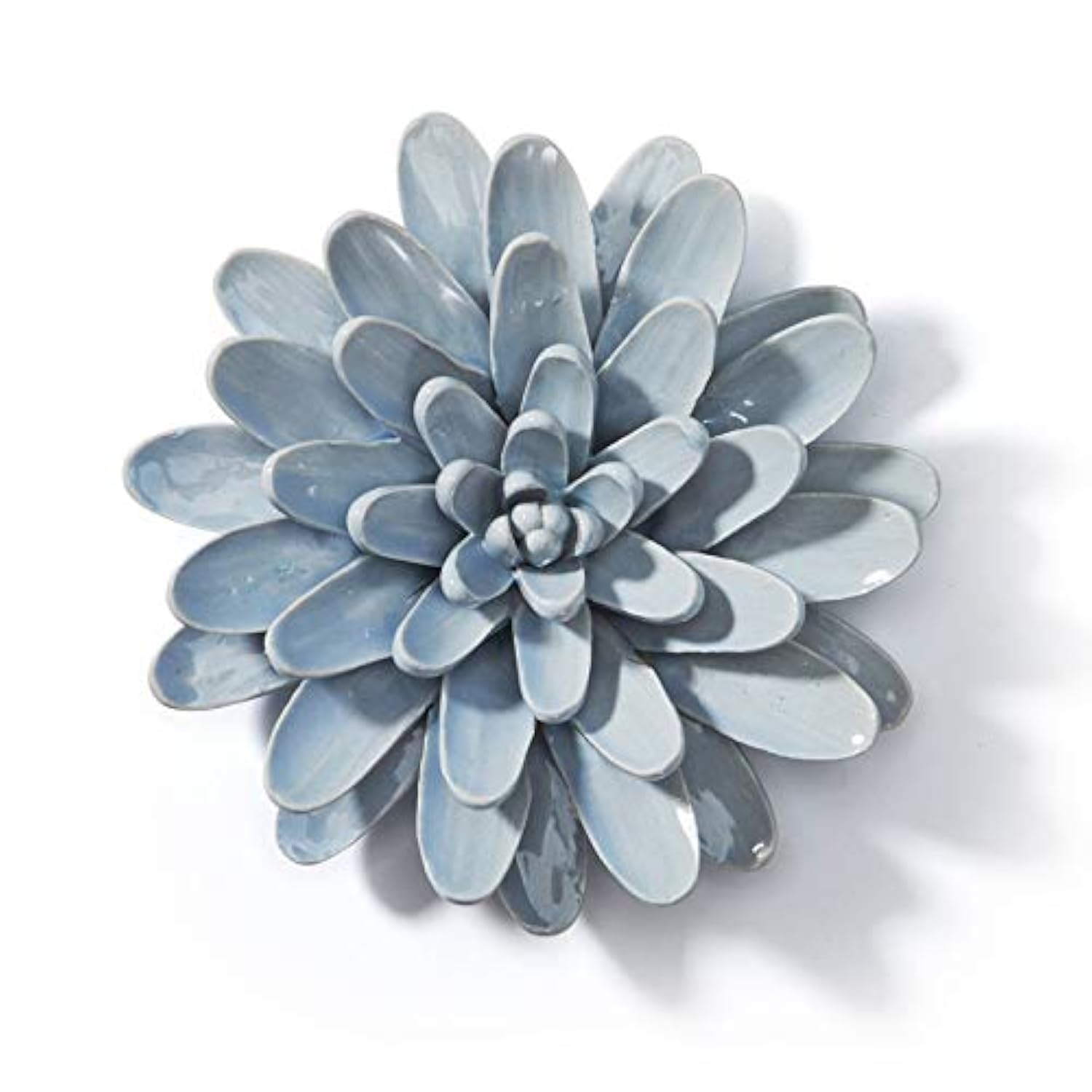 SEINHIJO Ceramic Wall Flower Wall Arts Sculpture Modern Decor Figurine Flower Gifts Ornament Home Statue Indoor Crafts Blue 17cm