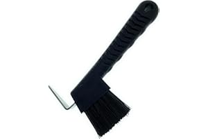 MacMaxe Ergonomic Horse Hoof Pick Brush with Heavy-Duty Rust-Resistant Steel Pick and Durable Nylon Bristles – Ideal for Hoof Care, Easy to Clean, Suitable for Beginners and Advanced Riders (Black)