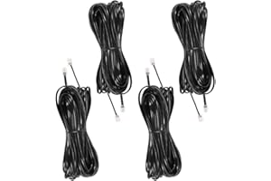 Jozzai 15 FT - 4 Pack Phone Extension Cord, Telephone Cable with Standard RJ11 Plug (6P4C), Black, for Landline Telephones, Fax, Modems, Answering Machines