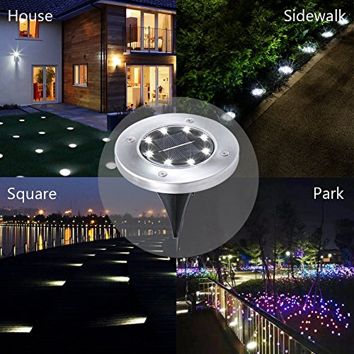 image for Foho Solar Ground Lights, [4 Pack] Upgraded 8LED Solar Path Lights Out