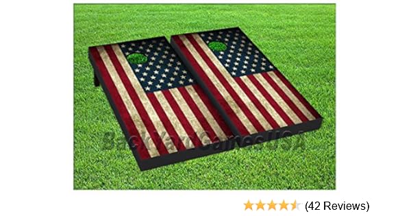 Amazon Com American Flag Patriotic Cornhole Boards Beanbag Toss Game W Bags Vintage Usa 402 Sports Outdoors