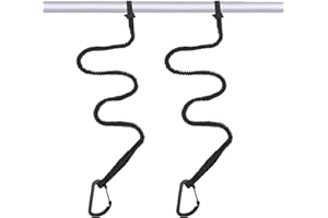 MOOCY Kayak Paddle Leash, 3-7 ft Stretchable Strap Lanyard for SUP, Canoeing, Fishing Accessories - Secure Bungee Rod Holder Tether