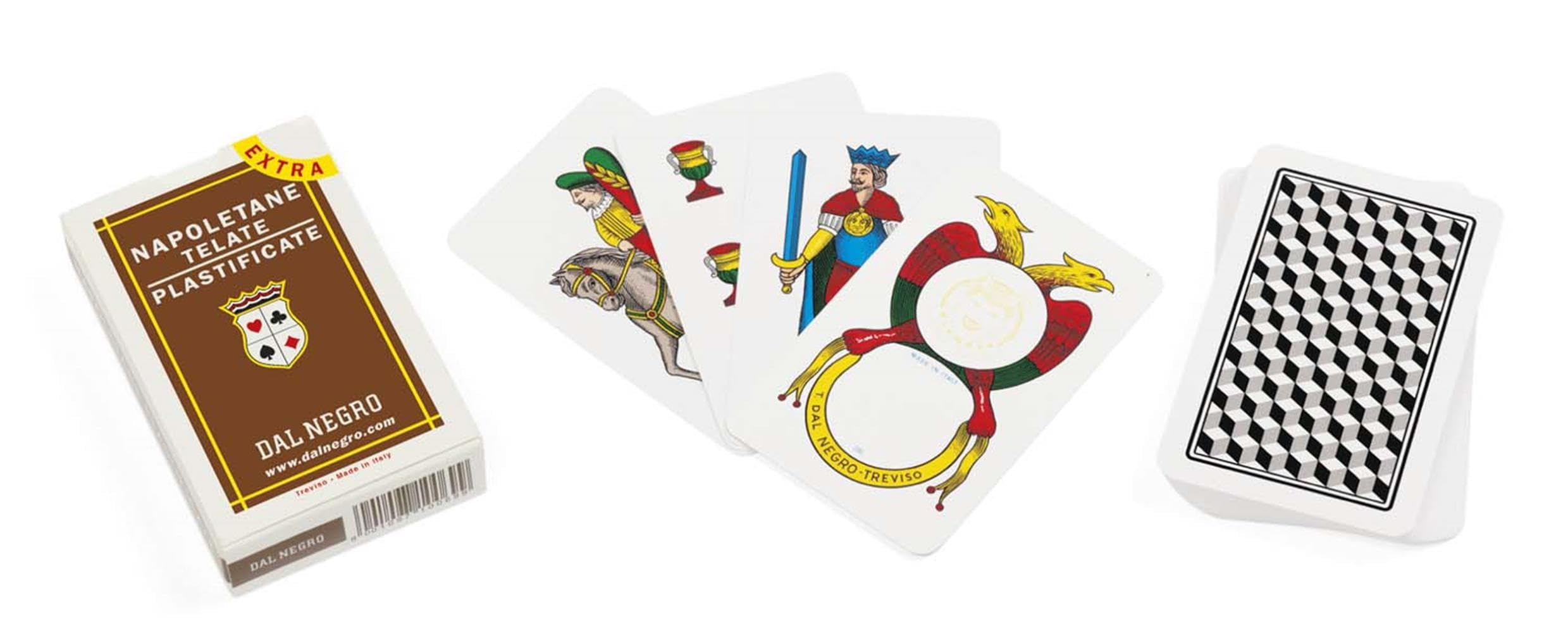 Dal Negro Napoletane 87 Extra Italian Regional Playing Cards, Brown Case - Deck of 40 Cards