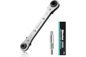 DURATECH 4 IN 1 HVAC Service Wrench, 3/16", 1/4", 5/16", 3/8", Air Conditioning & Refrigeration Equipment, Hex Bit Adapter