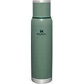 Stanley Adventure-To-Go Vacuum Bottle 1.4 qt Wide Mouth with Leakproof Cup Lid Keep Drinks Hot or Cold Packable for Travel Insulated Stainless Steel Thermal Bottle BPA-Free Hammertone Green