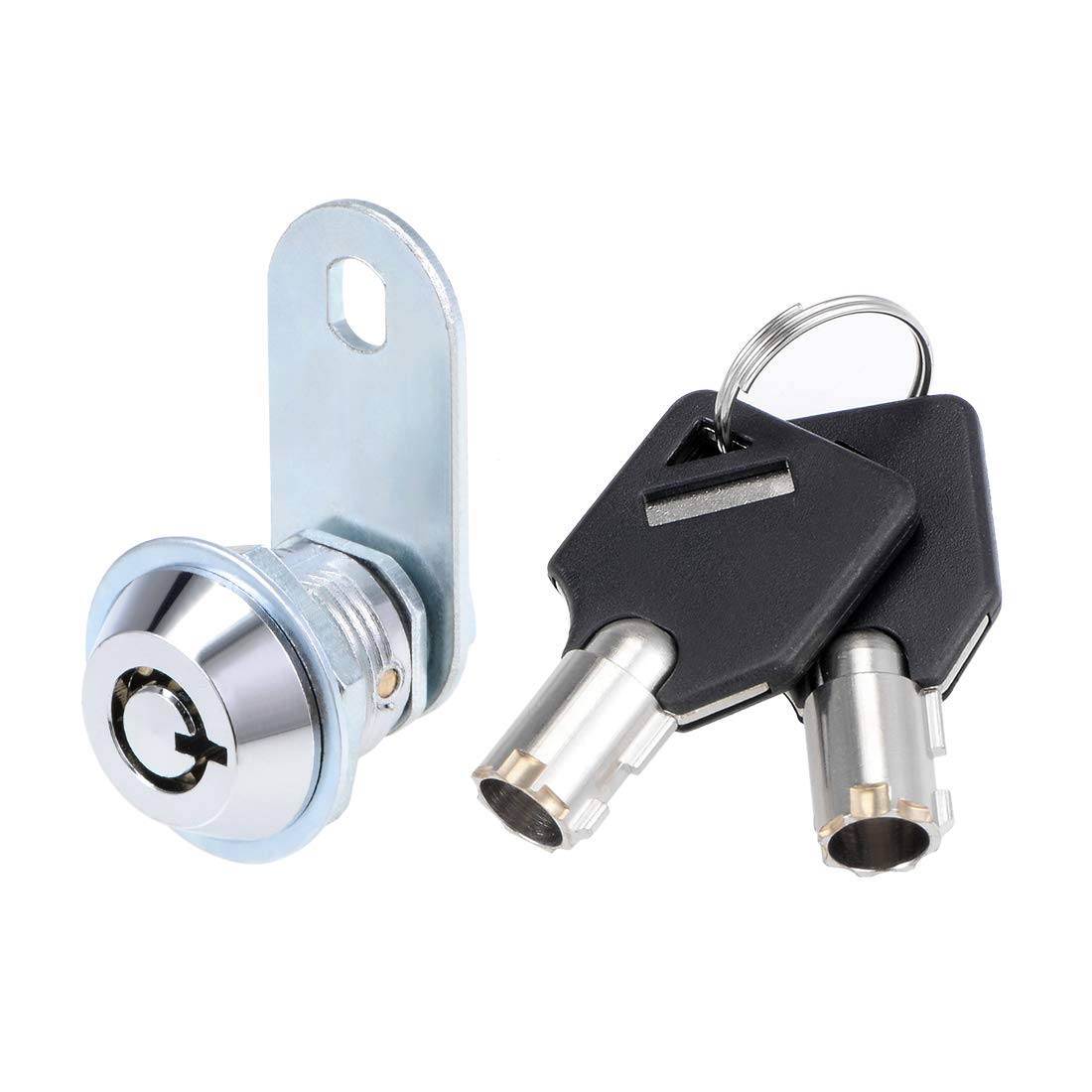 sourcing map Tubular Cam Lock 16mm Cylinder Length Chrome Finish Keyed Alike