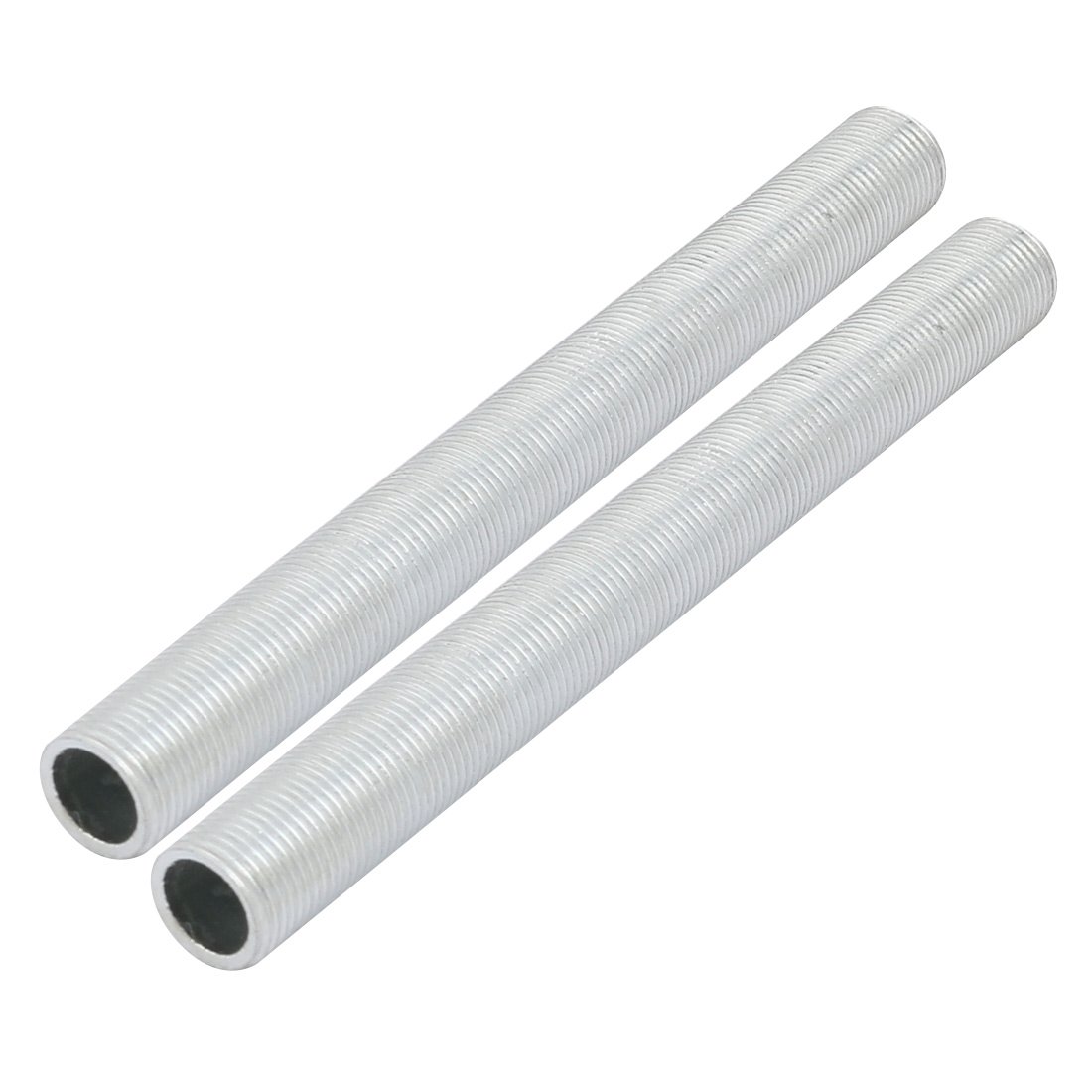 Sourcingmap Lamp Pipe Nipple, M12 Thread 120mm Length Hollow Lamps Repair Part Hardware for Lamp Lights, Zinc Alloy Silver Tone, Pack of 2